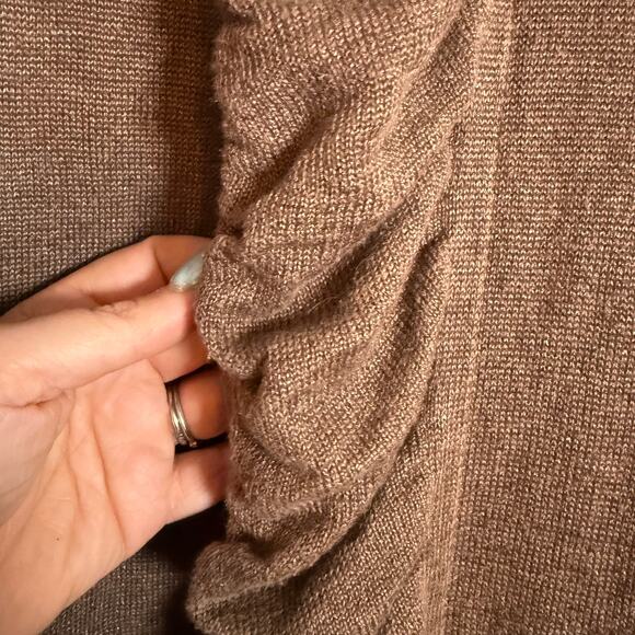 LAFAYETTE 148 New York Brown Linen Cotton Inox Long Line Twin set Sweater Large - Picture 4 of 9